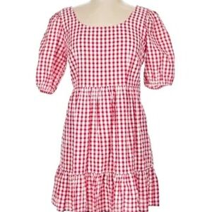 Red and White Gingham Dress LOFT